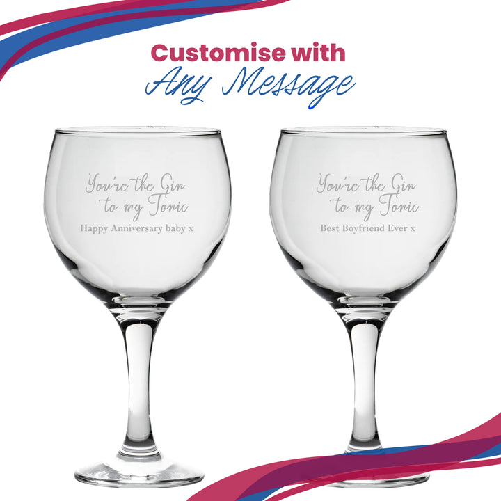 Engraved Gin Balloon Glass with You're the Gin to My Tonic Design, Personalise with Any Message Image 5