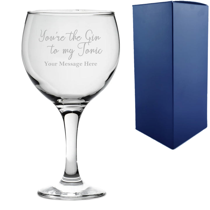 Engraved Gin Balloon Glass with You're the Gin to My Tonic Design, Personalise with Any Message Image 2