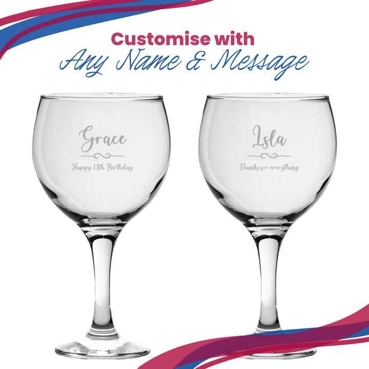 Engraved Gin Balloon Glass with Flourish Design, Personalise with Any Name and Message Image 5