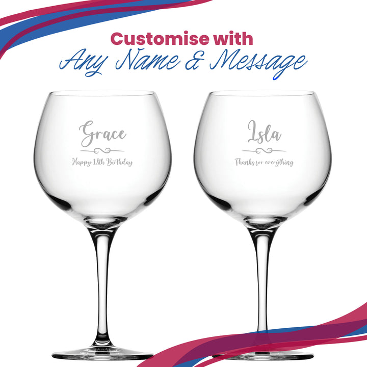 Engraved Primeur Gin Balloon Glass with Flourish Design, Personalise with Any Name and Message Image 5