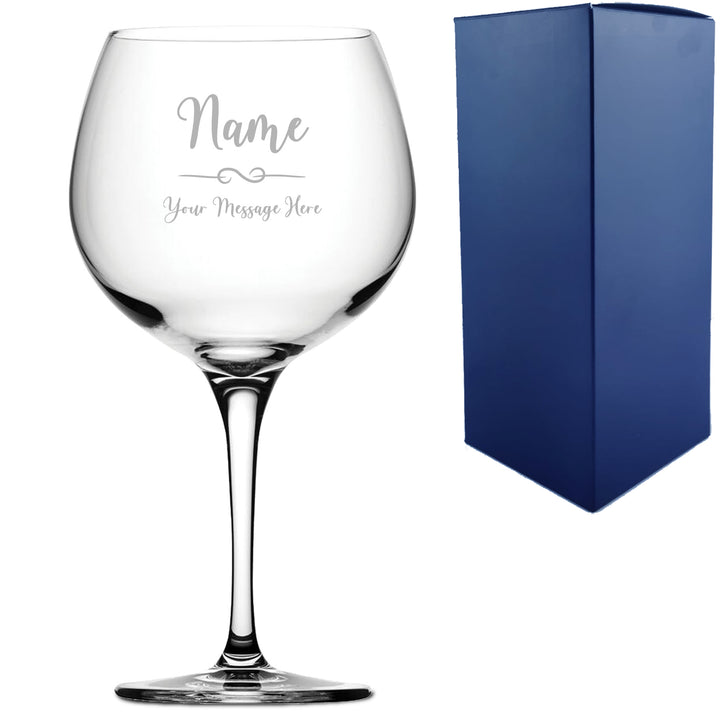 Engraved Primeur Gin Balloon Glass with Flourish Design, Personalise with Any Name and Message Image 2