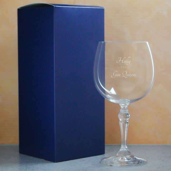 Engraved Crystal Gin and Tonic Cocktail Glass with The Gin Queen Design, Personalise with Any Name - part of the  collection