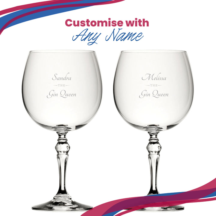 Engraved Crystal Gin and Tonic Cocktail Glass with The Gin Queen Design, Personalise with Any Name - part of the  collection