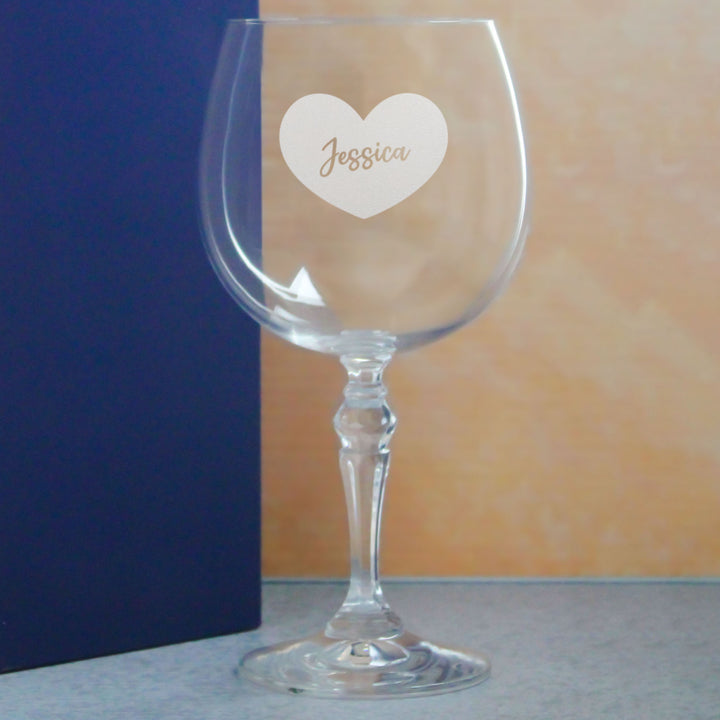 Engraved Crystal Gin and Tonic Cocktail Glass with Name in Heart Design, Personalise with Any Name - part of the  collection