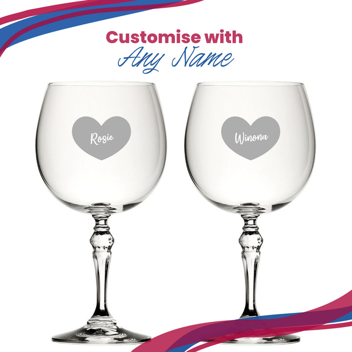 Engraved Crystal Gin and Tonic Cocktail Glass with Name in Heart Design, Personalise with Any Name - part of the  collection