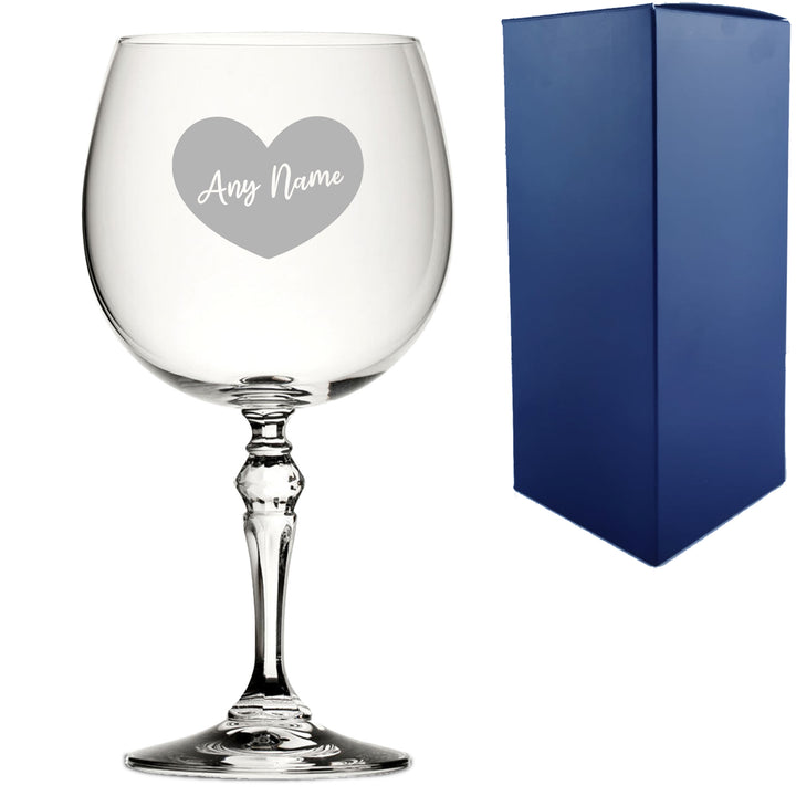 Engraved Crystal Gin and Tonic Cocktail Glass with Name in Heart Design, Personalise with Any Name - part of the  collection