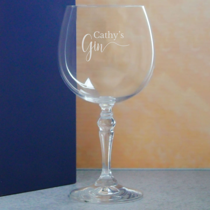 Engraved Crystal Gin and Tonic Cocktail Glass with Name's Gin Design, Personalise with Any Name, Gift Box Included, Laser Engraved - part of the  collection