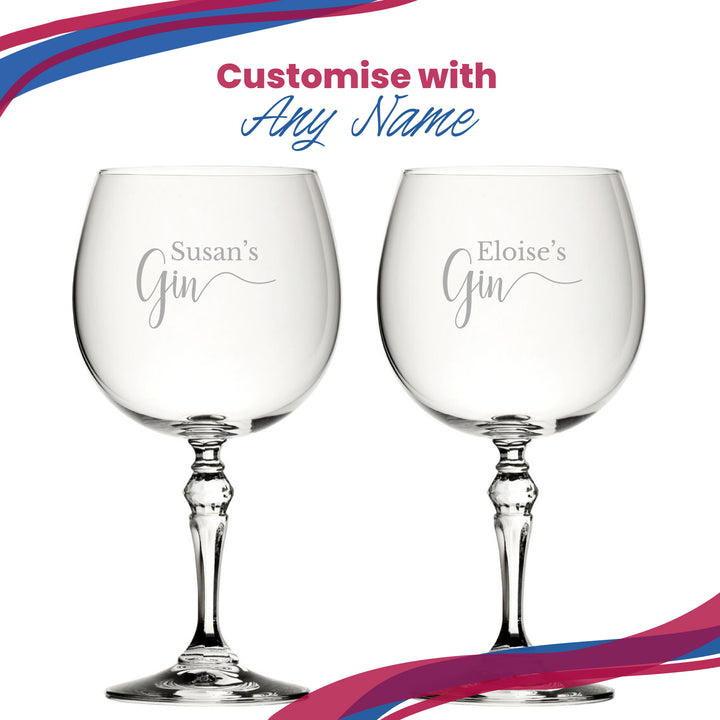 Engraved Crystal Gin and Tonic Cocktail Glass with Name's Gin Design, Personalise with Any Name, Gift Box Included, Laser Engraved - part of the  collection