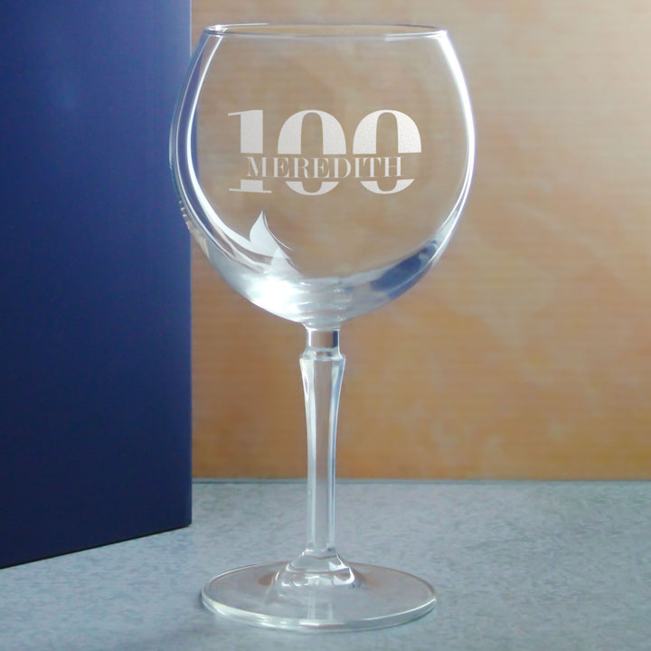 Engraved Hudson Gin Balloon Cocktail Glass with Name in 100 Design - part of the  collection