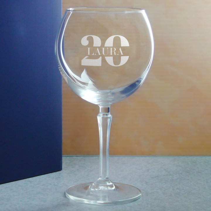 Engraved Hudson Gin Balloon Cocktail Glass with Name in 20 Design