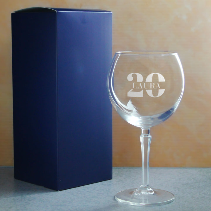 Engraved Hudson Gin Balloon Cocktail Glass with Name in 20 Design - part of the  collection