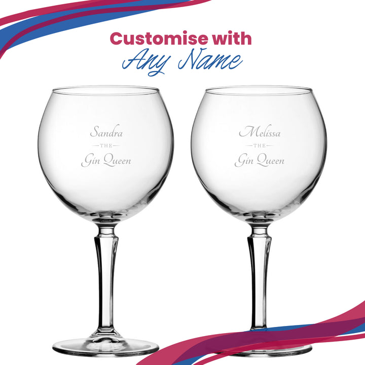 Engraved Hudson Gin Balloon Cocktail Glass with The Gin Queen Design, Personalise with Any Name - part of the  collection