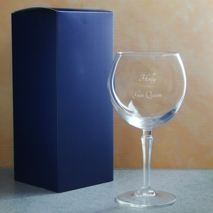 Engraved Hudson Gin Balloon Cocktail Glass with The Gin Queen Design, Personalise with Any Name - part of the  collection