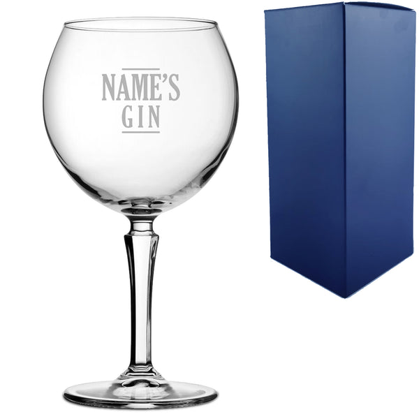 Engraved Hudson Gin Balloon Cocktail Glass with Name's Gin Serif Design, Personalise with Any Name - part of the  collection