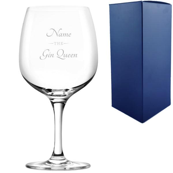 Engraved Spanish Gin Copa Balloon Cocktail Glass With The Gin Queen Design, Personalise With Any Name - part of the  collection