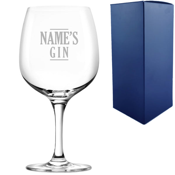 Engraved Spanish Gin Copa Balloon Cocktail Glass With Name's Gin Serif Design, Personalise With Any Name - part of the  collection