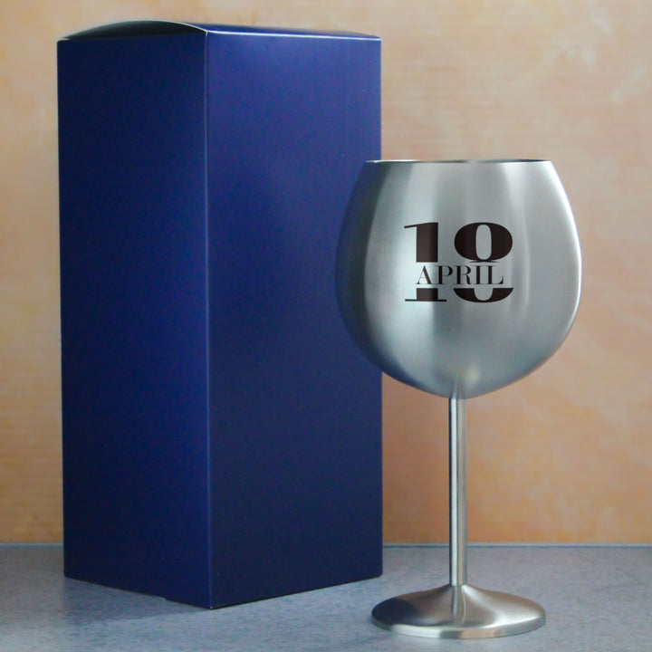 Engraved Metal Gin Balloon Cocktail Glass with Name in 18 Design