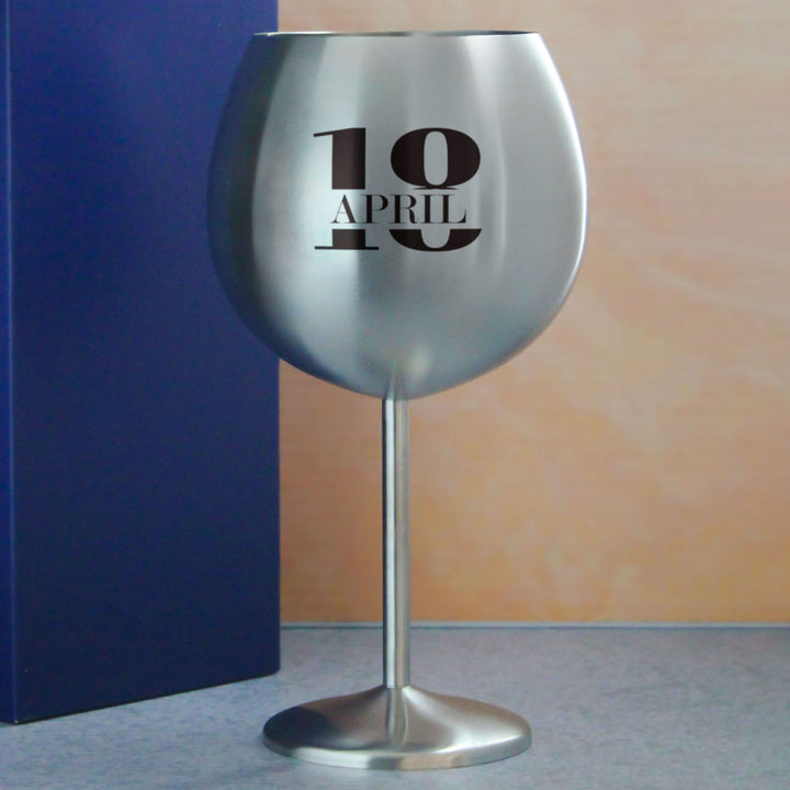 Engraved Metal Gin Balloon Cocktail Glass with Name in 18 Design