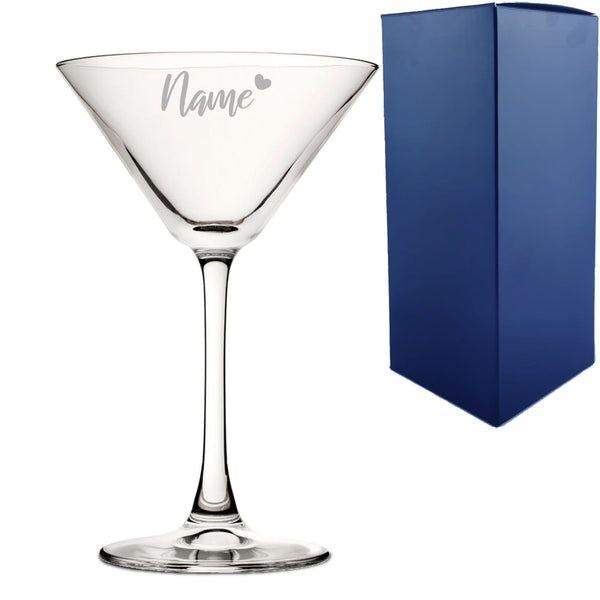 Engraved Enoteca Martini Cocktail Glass with Name with Heart Design, Personalise with Any Name - part of the  collection