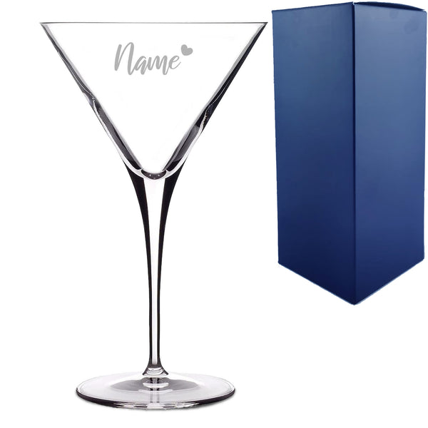 Engraved Allegro Martini Cocktail Glass with Name with Heart Design, Personalise with Any Name - part of the  collection