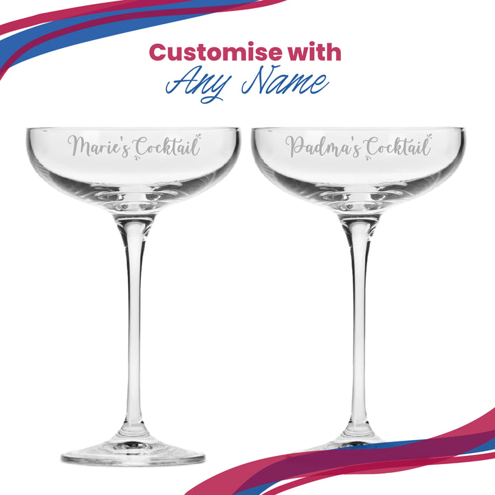 Engraved Infinity Cocktail Saucer with Name's Cocktail Design, Personalise with Any Name - part of the  collection