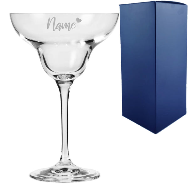 Engraved Infinity Margarita Cocktail Glass with Name with Heart Design, Personalise with Any Name - part of the  collection