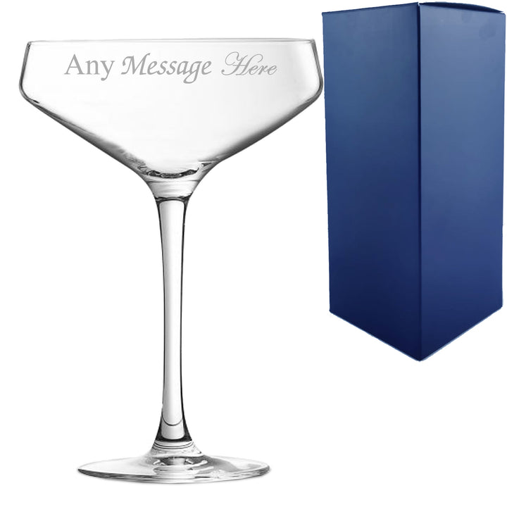 Engraved Cabernet Cocktail Champagne Saucer, Personalise with Any Name or Message Image 1