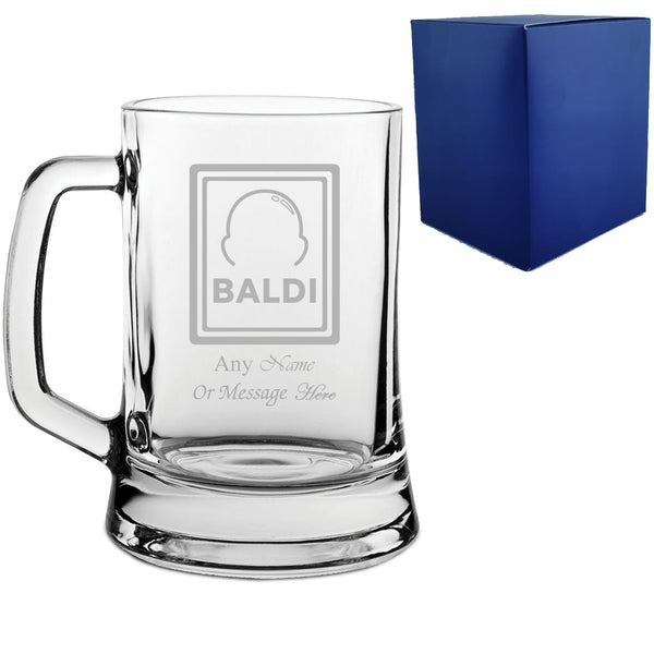 Engraved Beer Tankard with Baldi Design, Add a Personalised Message to the Reverse - part of the  collection