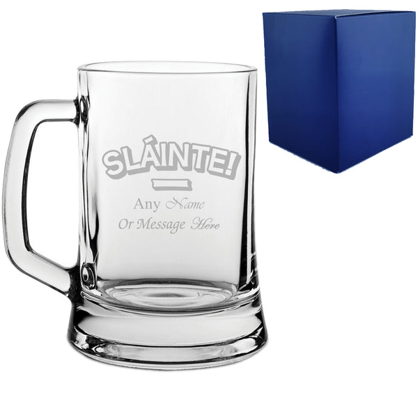 Engraved Beer Tankard with Slainte Design, Add a Personalised Message to the Reverse - part of the  collection