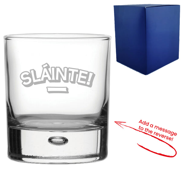 Engraved Whisky Glass with Slainte Design, Add a Personalised Message to the Reverse - part of the  collection