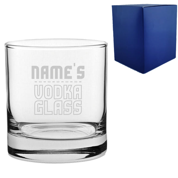 Personalised Engraved Vodka Short Tumbler with 'Name's Vodka Glass' Design - part of the  collection