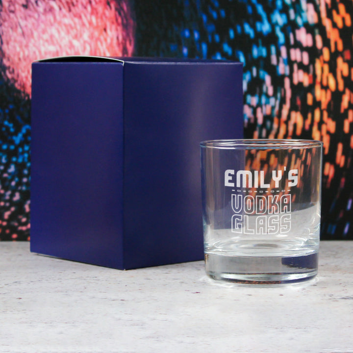 Personalised Engraved Vodka Short Tumbler with 'Name's Vodka Glass' Design Image 2