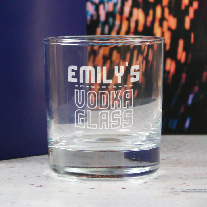Personalised Engraved Vodka Short Tumbler with 'Name's Vodka Glass' Design Image 3