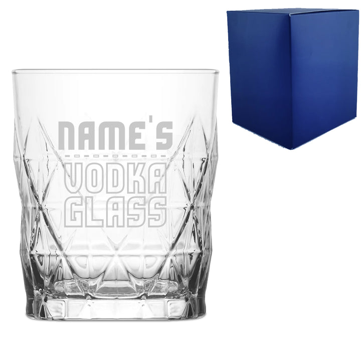 Personalised Engraved Vodka Short Keops Tumbler with 'Name's Vodka Glass' Design