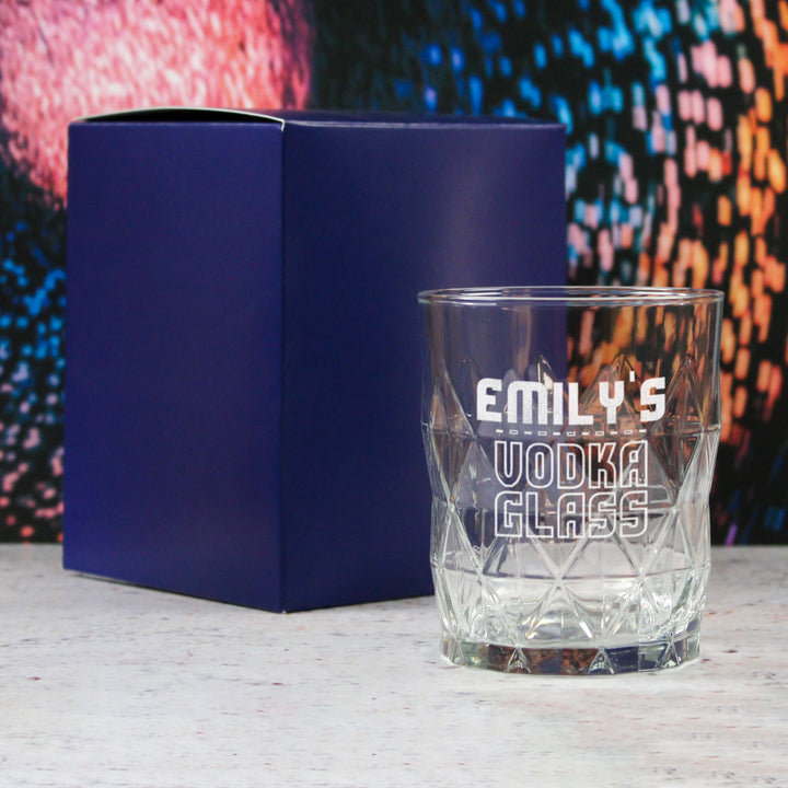 Personalised Engraved Vodka Short Keops Tumbler with 'Name's Vodka Glass' Design Image 3