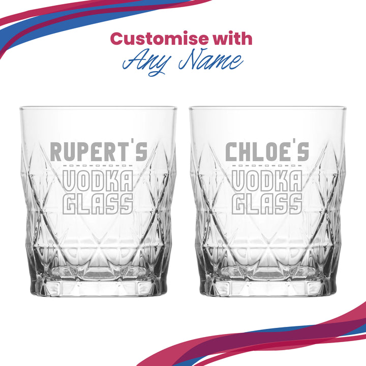 Personalised Engraved Vodka Short Keops Tumbler with 'Name's Vodka Glass' Design