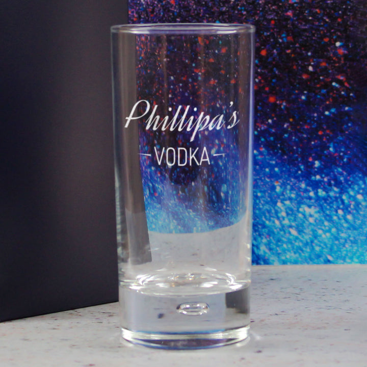 Personalised Engraved Novelty Vodka Bubble Hiball with 'Name's Vodka' Design Image 4