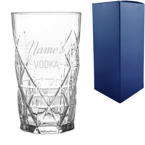 Personalised Engraved Novelty Vodka Keops Hiball with 'Name's Vodka' Design - part of the  collection