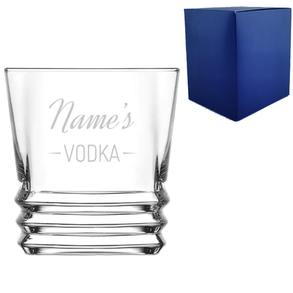 Personalised Engraved Novelty Vodka Elegan Tumbler with 'Name's Vodka' Design - part of the  collection