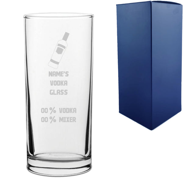 Personalised Engraved Vodka Hiball Tumbler with 'Name's Vodka Glass and Mixer' Design Image 1