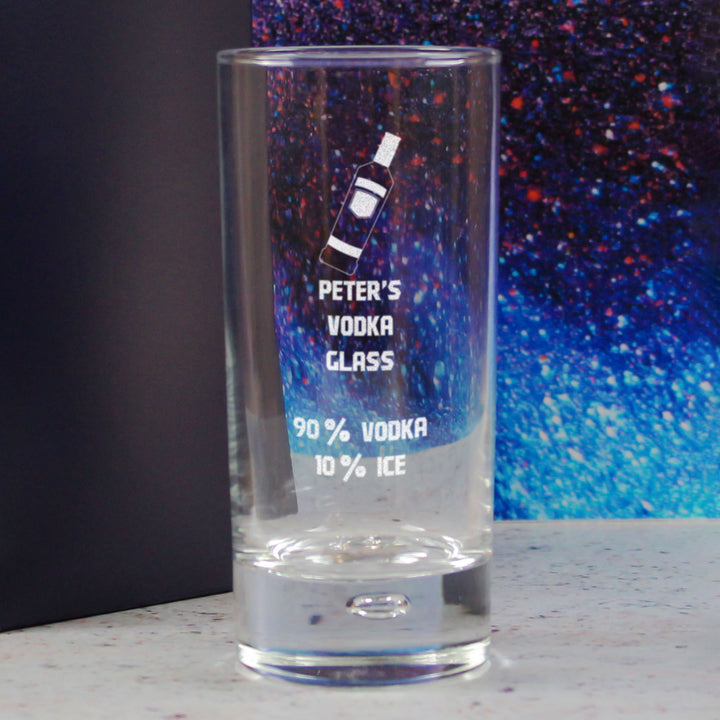 Personalised Engraved Vodka Bubble Hiball with 'Name's Vodka Glass and Mixer' Design - part of the Gifts Finder  collection