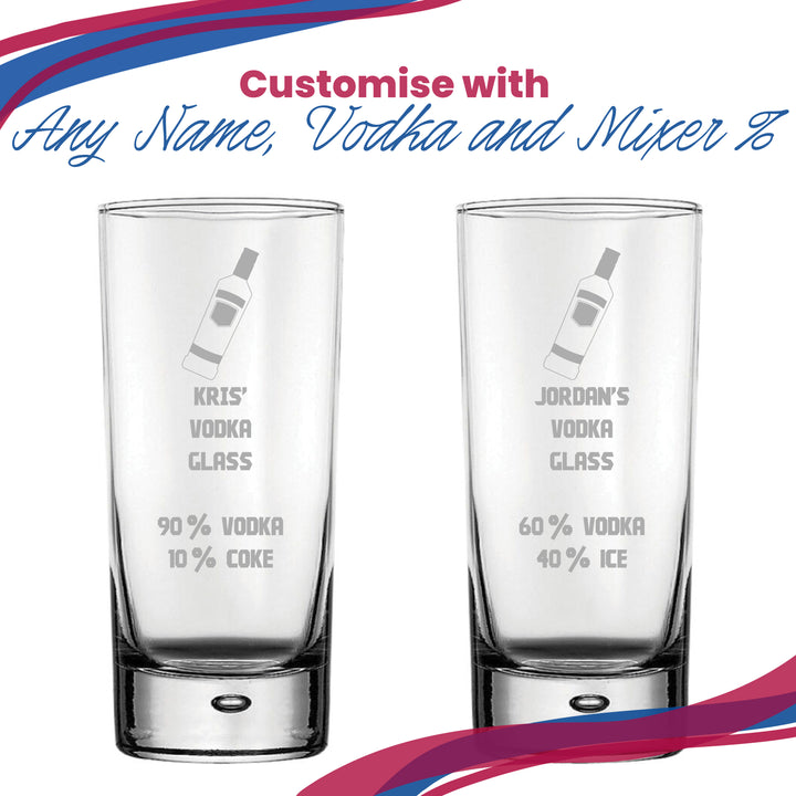 Personalised Engraved Vodka Bubble Hiball with 'Name's Vodka Glass and Mixer' Design - part of the Gifts Finder  collection