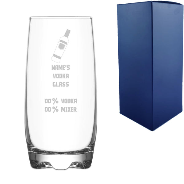 Personalised Engraved Vodka Adora Hiball with 'Name's Vodka Glass and Mixer' Design Image 1