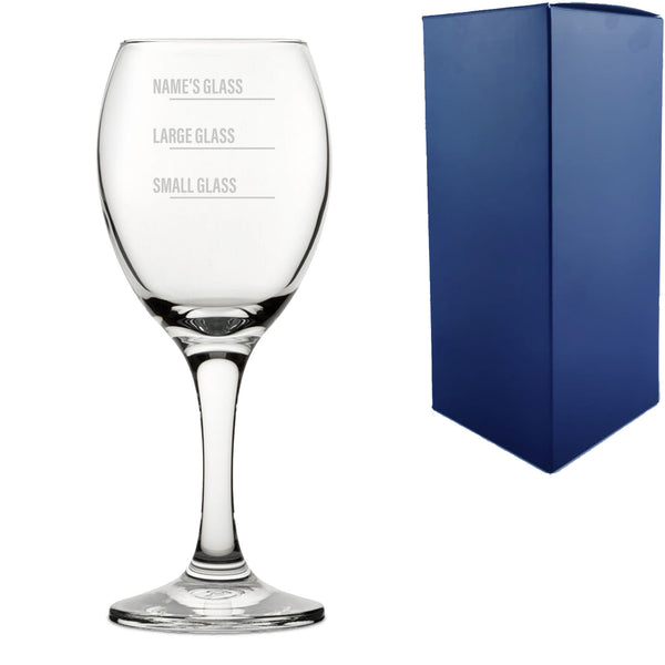 Personalised Engraved Pure Wine Glass with Name's Glass Bold Measurements Design, Customise with Any Name - part of the  collection