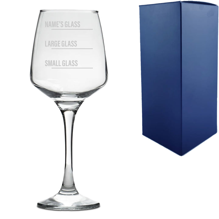 Personalised Engraved Tallo Wine Glass with Name's Glass Bold Measurements Design, Customise with Any Name Image 2