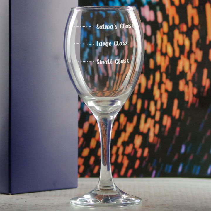 Personalised Engraved Pure Wine Glass with Name's Glass Handwritten Measurements Design, Customise with Any Name Image 4