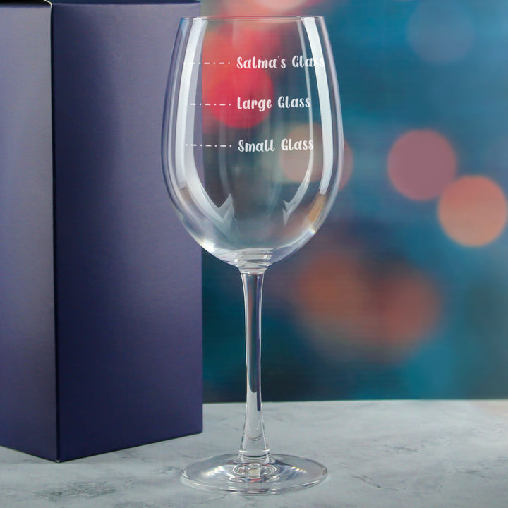 Personalised Engraved Reserva Wine Glass with Name's Glass Handwritten Measurements Design, Customise with Any Name Image 4