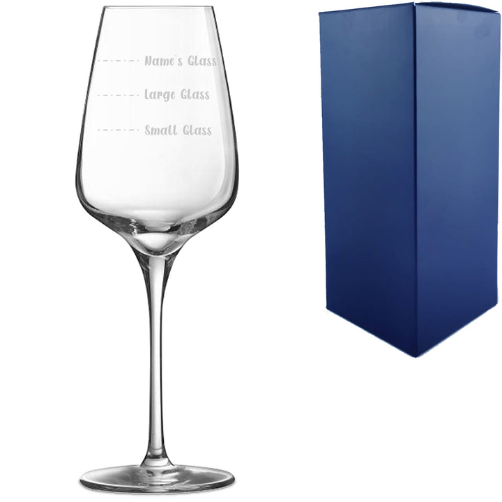 Personalised Engraved Sublym Wine Glass with Name's Glass Handwritten Measurements Design, Customise with Any Name Image 2