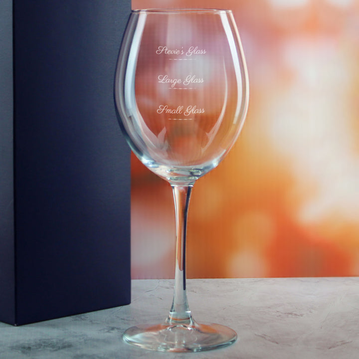 Personalised Engraved Enoteca Wine Glass with Name's Glass Script Measurements Design, Customise with Any Name Image 4