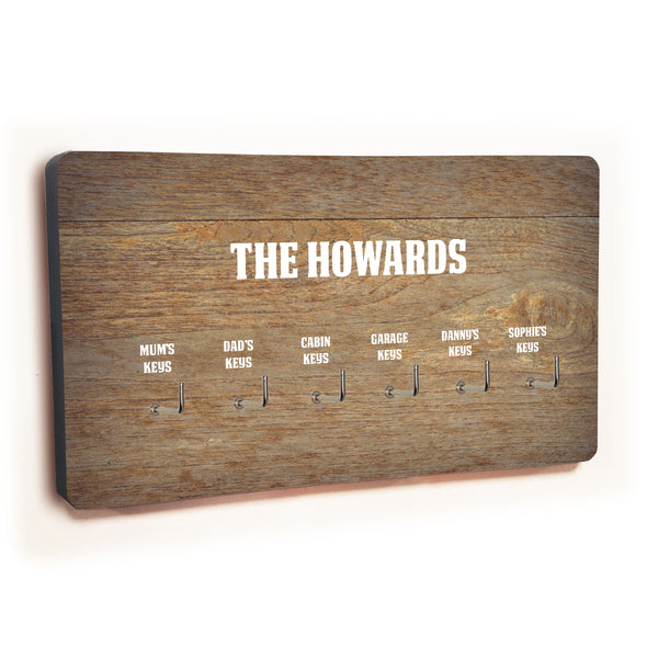 Personalised Novelty 6 hook key holder - Dark wood Image 1